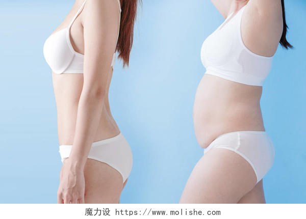 胖女人和苗条女人瘦身对比美容减肥瘦身美容瘦身